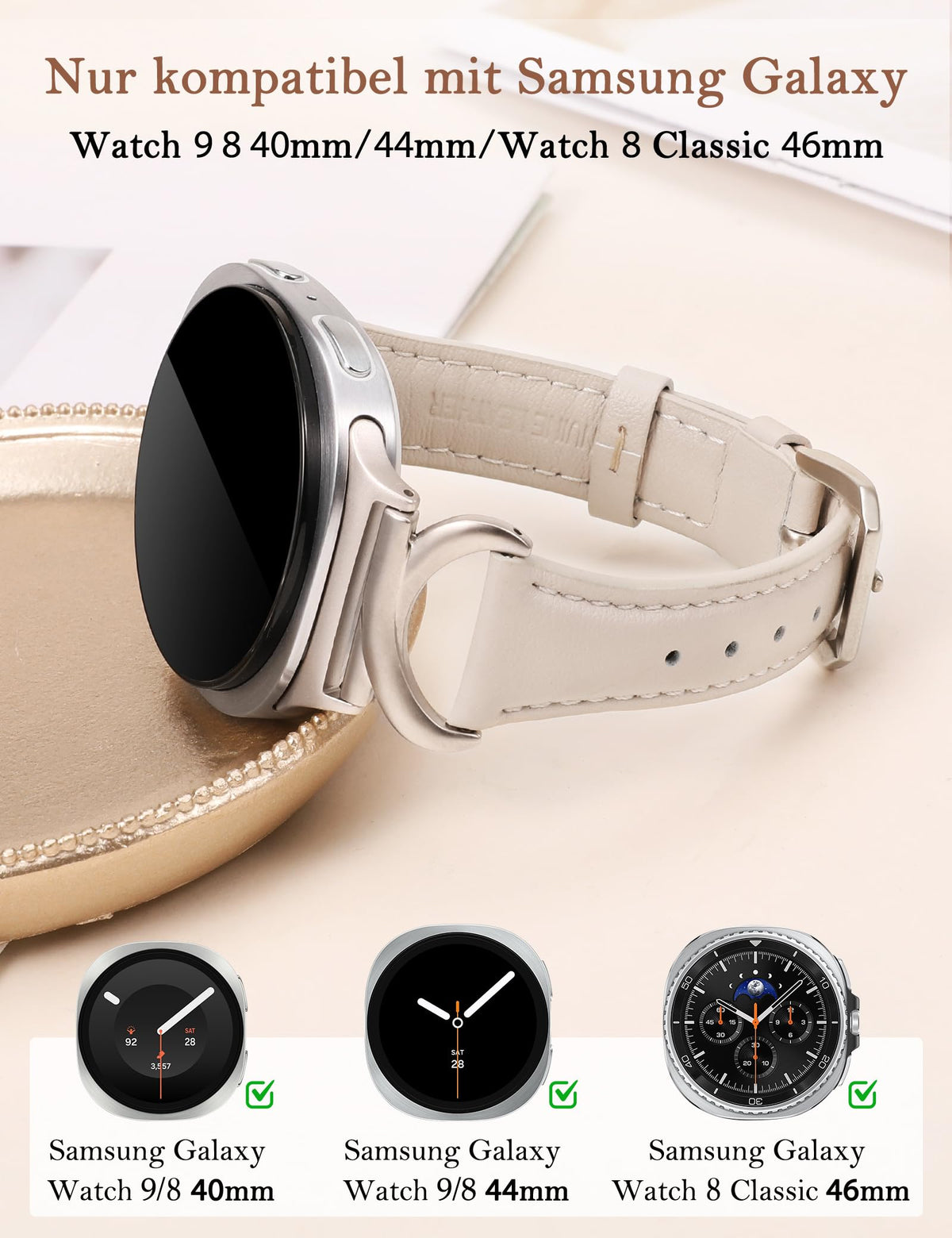 Leather Strap for Samsung Galaxy Watch 9/8 Compatible – Polaris