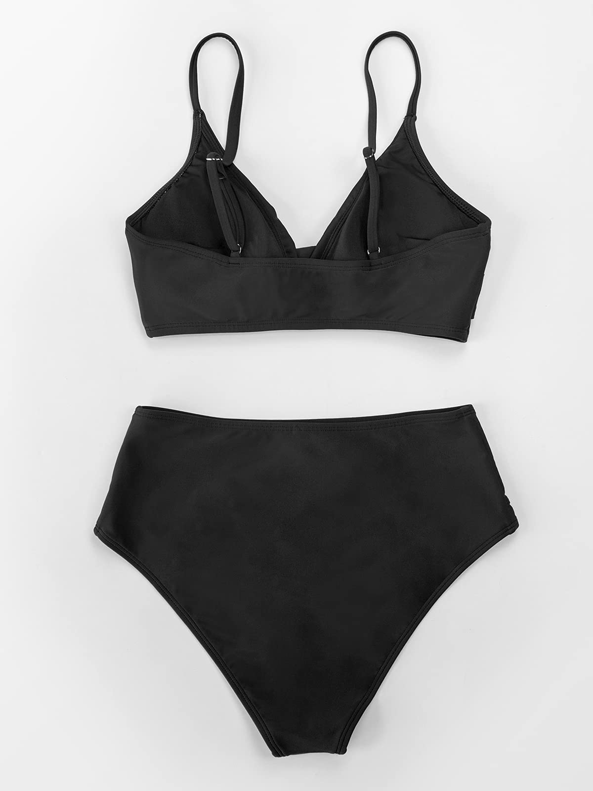 CUPSHE Twist Front High Waisted Bikini Set – Black M