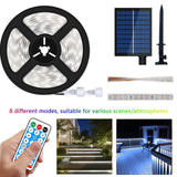 Bandă LED solară de exterior 10m cu 560 LED-uri și telecomandă – Alb rece