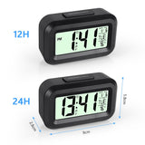 Vicloon Digital Alarm Clock, LCD Display Table Clock with Snooze, 12/24 Hours, Date, Temperature Display, Timer Function, Battery Operated for Bedroom Home Office Travel (Black)