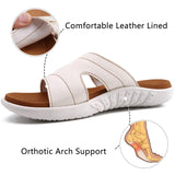 Orthopedic Arch Support Flip Flops Lightweight Non-Slip Open Toe Sandals – Khaki White 40