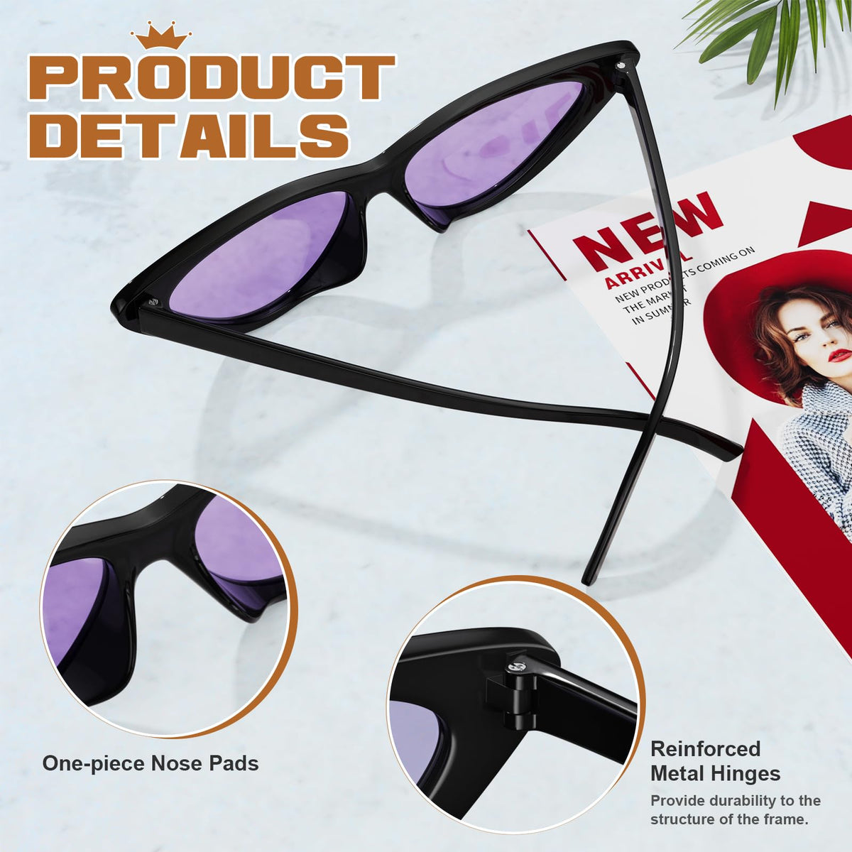Ochelari de soare damă stil retro anii '90 Cat Eye ochi de pisică GQUEEN
