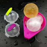 Formă de gheață pentru sfere mari rotunde din silicon și plastic pentru cocktailuri
