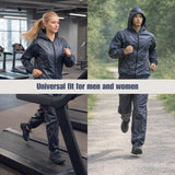 Costum termic de slăbit cu efect de saună jachetă și pantaloni unisex – Gri închis 3XL