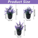 Artificial Lavender Plant Trio in Pots Realistic Small Indoor Decorative Flowers – Set of 3