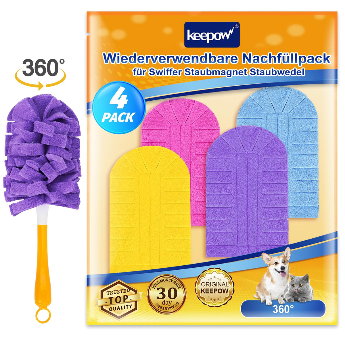 Rezerve lavabile reutilizabile compatibile pămătuf de praf Swiffer Duster, set 4 bucăți
