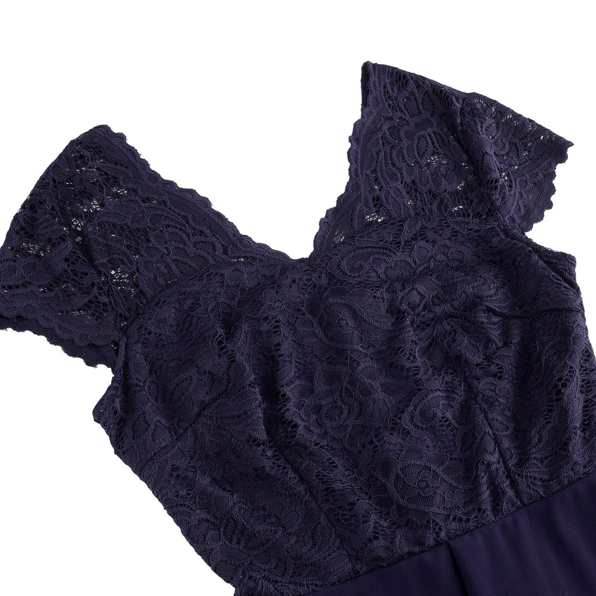 Rochie de cocktail vintage anii 1950, până la genunchi, decolteu în V, șifon și dantelă, croială cloș în A – Mov L