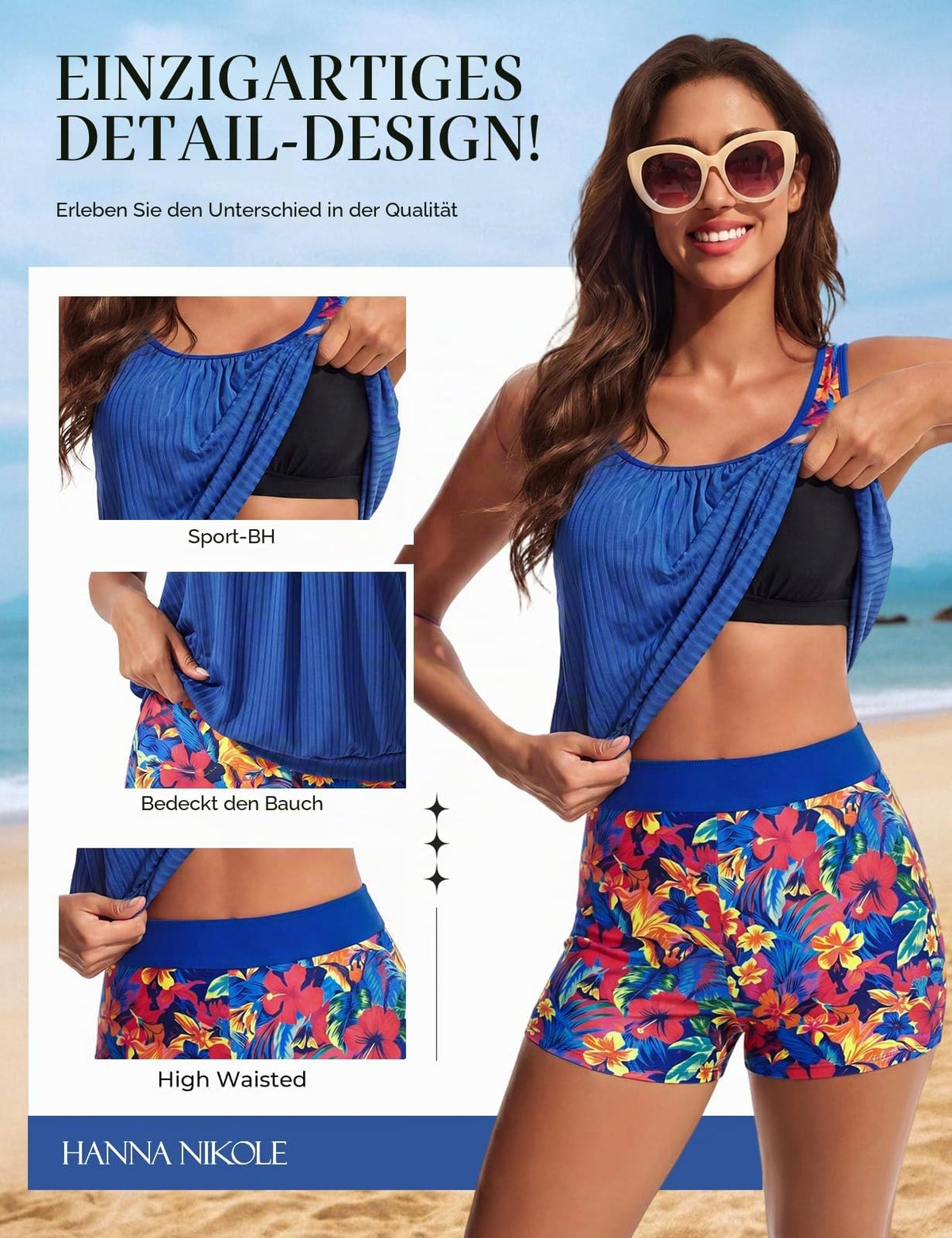 Two-Piece Tankini Swimsuit Tank Top & Briefs Beach Pool Vacation – One Size
