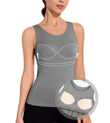 Women's Tank Top with Integrated Bra Wide Straps Built-In Cups - XL