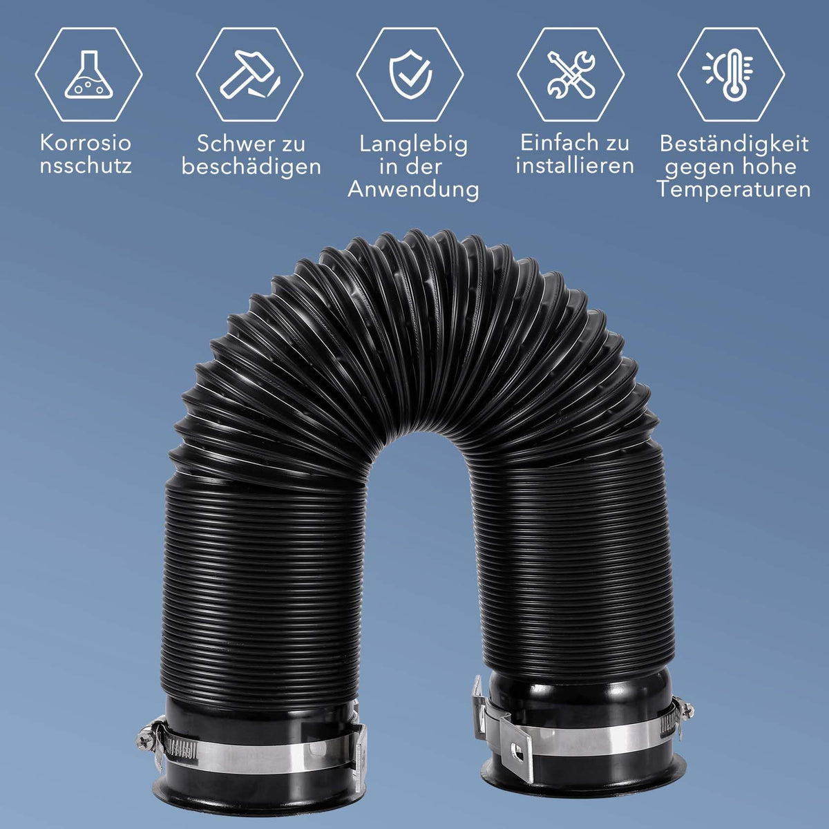 CarBole 76mm car intake pipe, air filter intake hose, cold air intake pipe, air inlet hose, car cold air inlet pipe, extendable to 1m