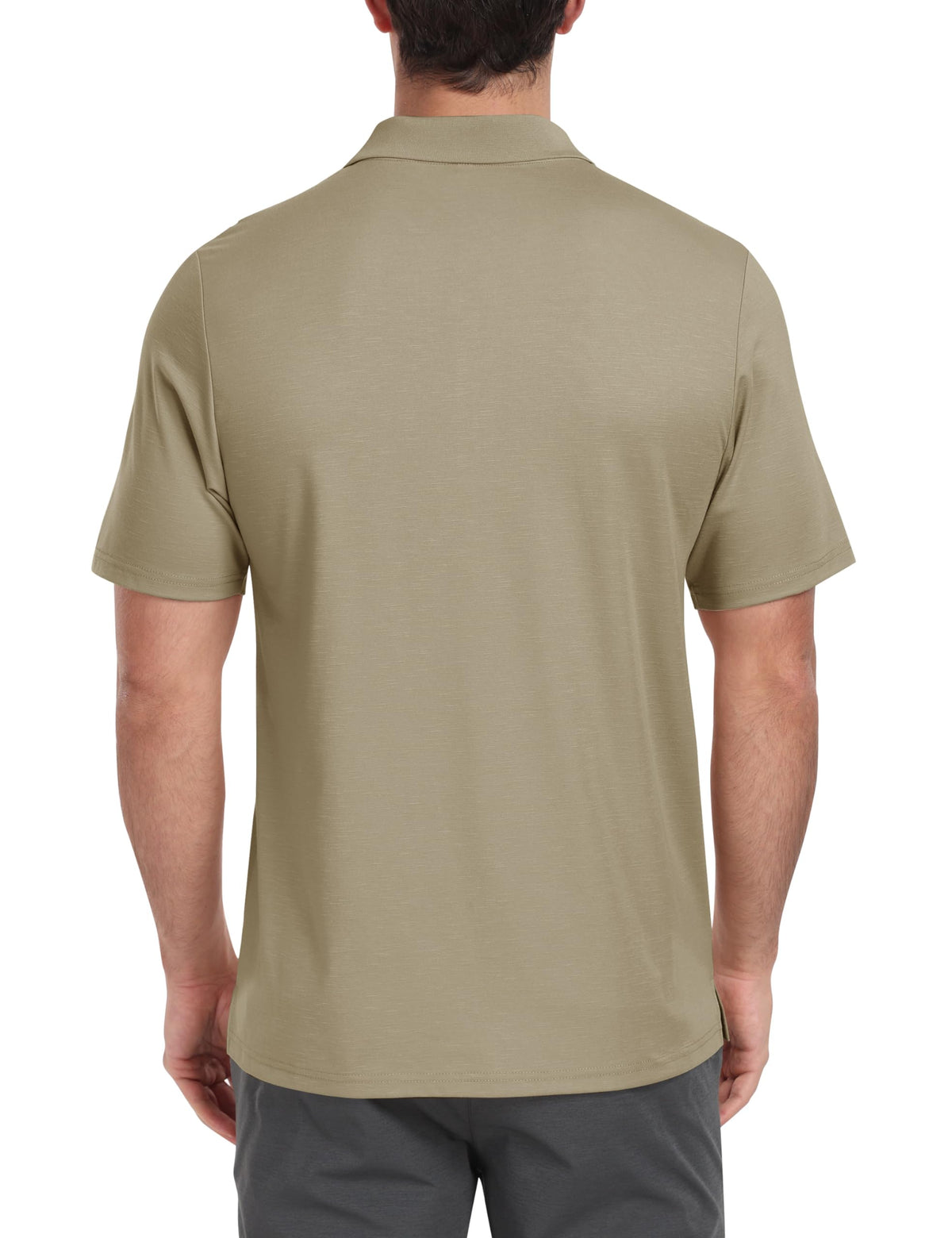 Tricou polo sport bărbați cu fermoar cu mânecă scurtă respirabil – Kaki EU 3XL