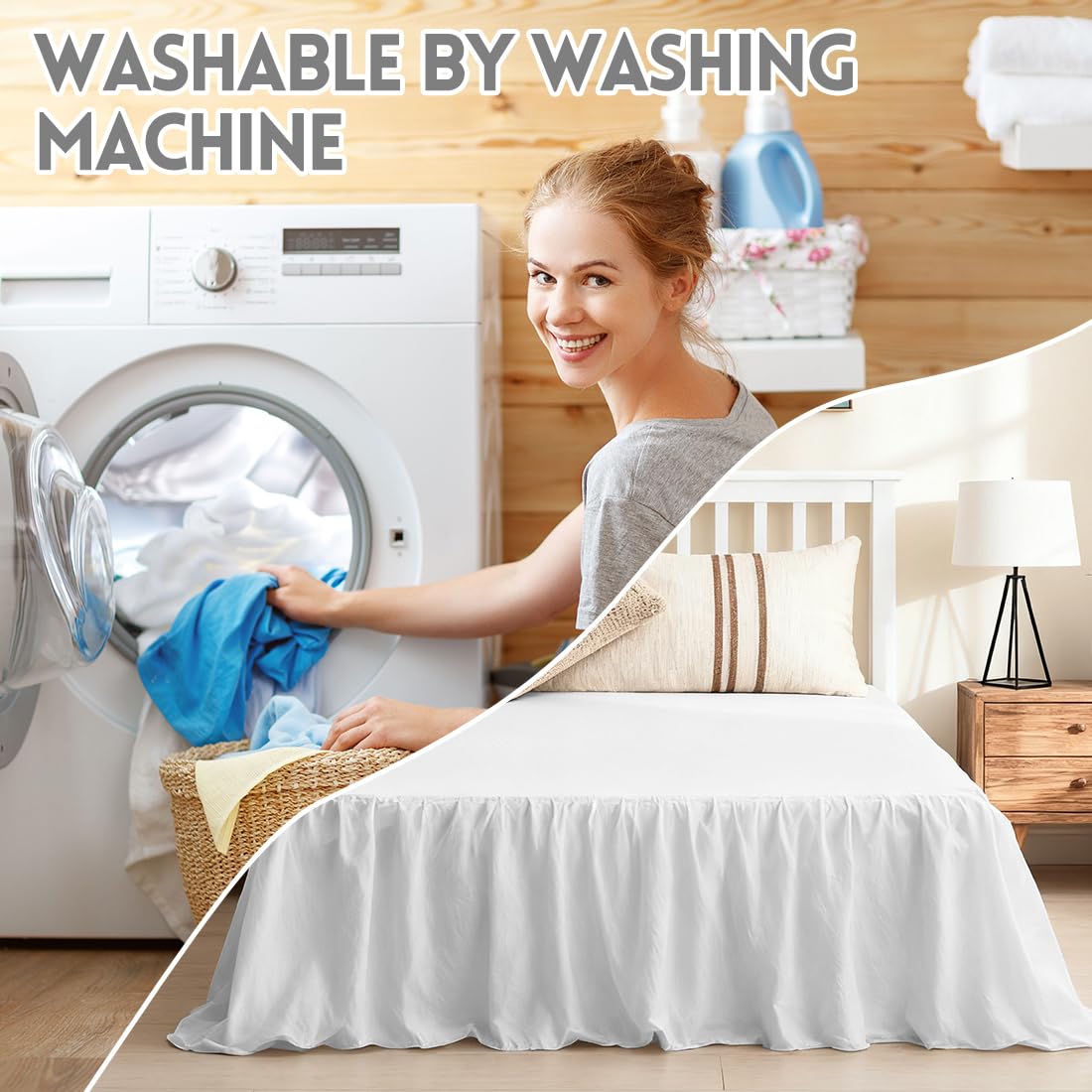 Bed Skirt Volant Wrap-Around 140×200cm with Ruffles 45cm Drop – 140×200cm