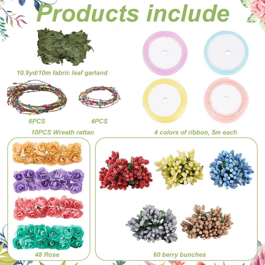Kit creație 12 coronițe florale și brățări handmade pentru fete – Multicolor