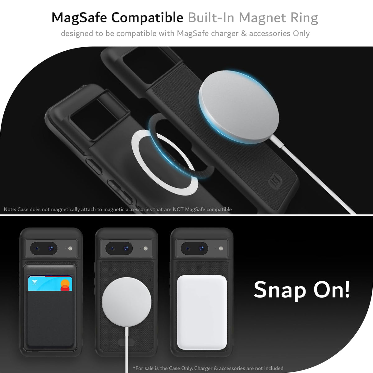 Husă de protecție TUDIA MergeGrip pentru Google Pixel 8 compatibilă MagSafe – Negru Mat