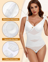 Body modelator sculptant damă decolteu în V aplatizare abdomen Yuson Girl – Alb L