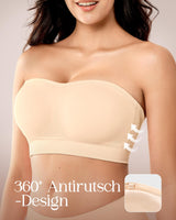 Strapless Push-Up Bra Wire-Free Seamless Padded Non-Slip – Beige XL