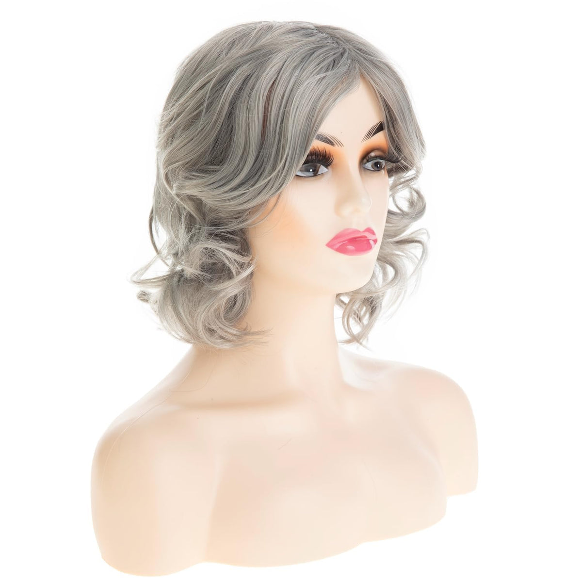 Qnbiar Women's Short Curly Wig Synthetic Hair – Grey