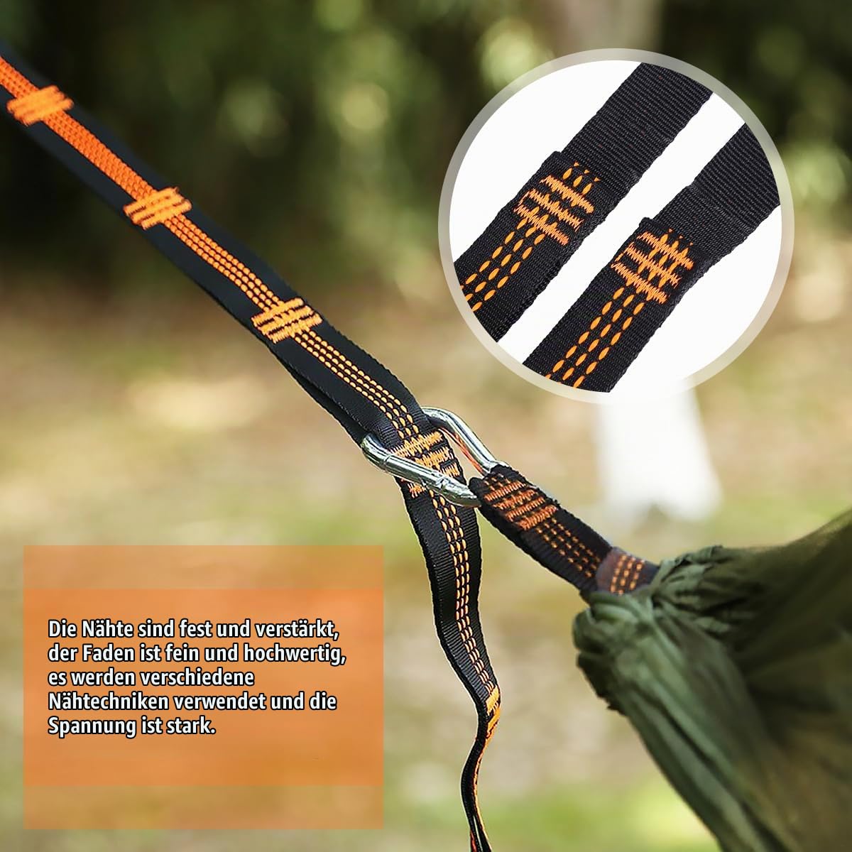 Hammock Suspension Straps 2-Pack with Hook Carabiners for Trees Camping – Black