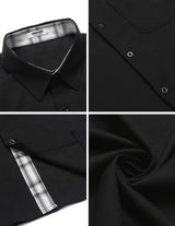 Cămașă casual de plajă bărbați lejeră cu mânecă scurtă și buzunar – Negru XL