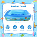 Inflatable Children's Pool 108 x 84 x 30 cm 2-Ring Rectangular – 108x84x30cm