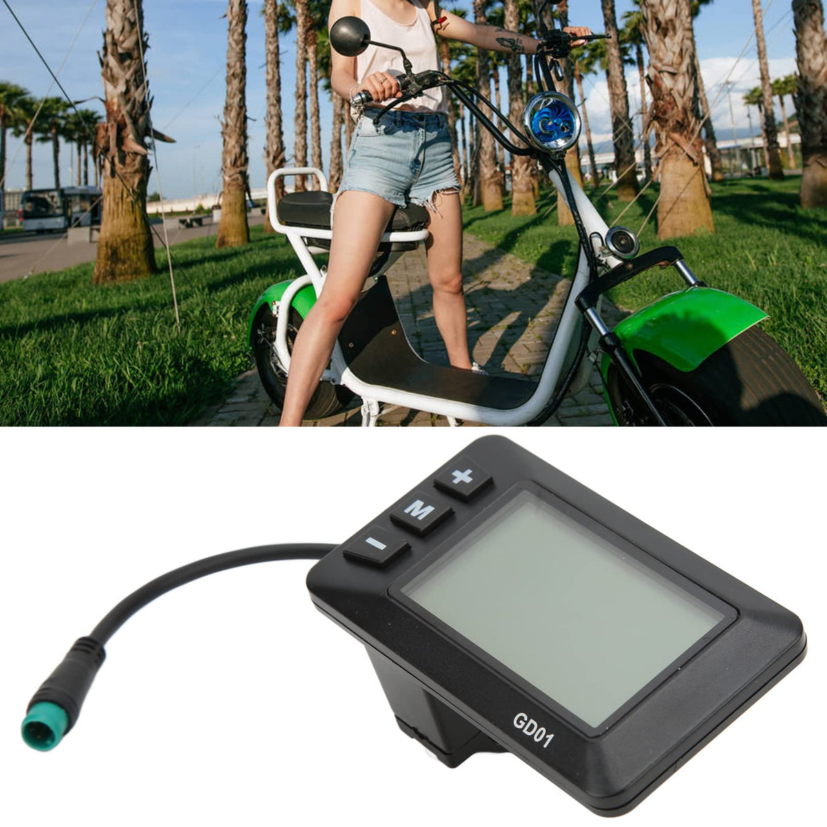 Display LCD GD01 pentru bicicletă electrică 36/48V 5 pini impermeabil – Ghidon 22.2 mm