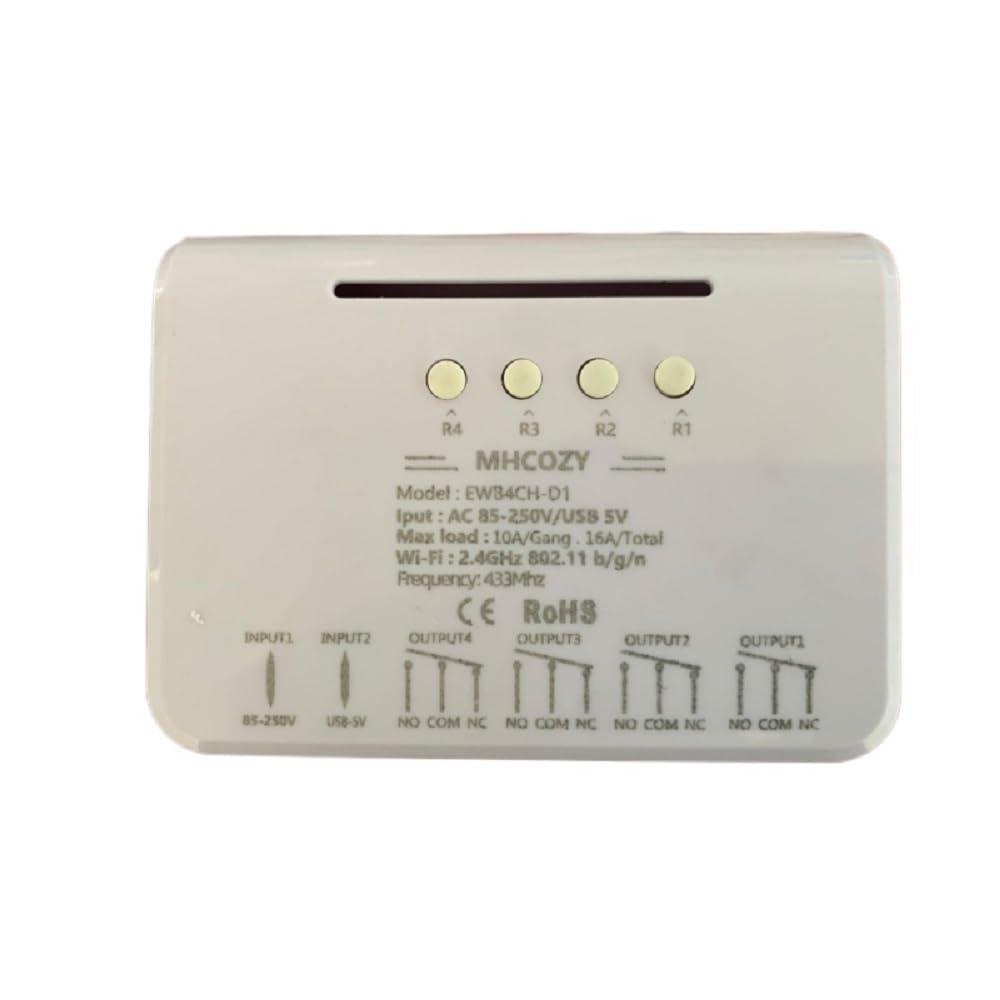Modul releu inteligent WiFi și RF 4 canale 220V MHCOZY compatibil eWeLink și Alexa