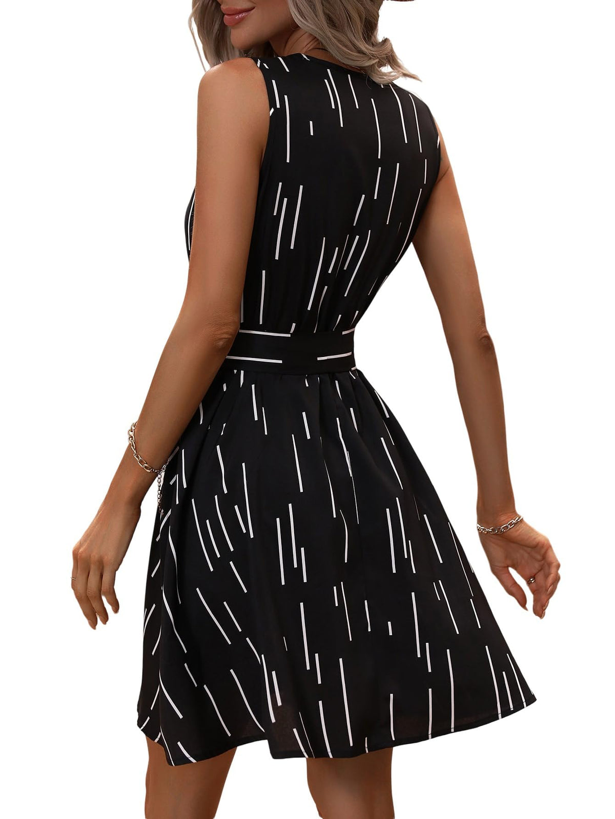 Women's Shirt Dress Belted Knee-Length A-Line Midi – Black XL