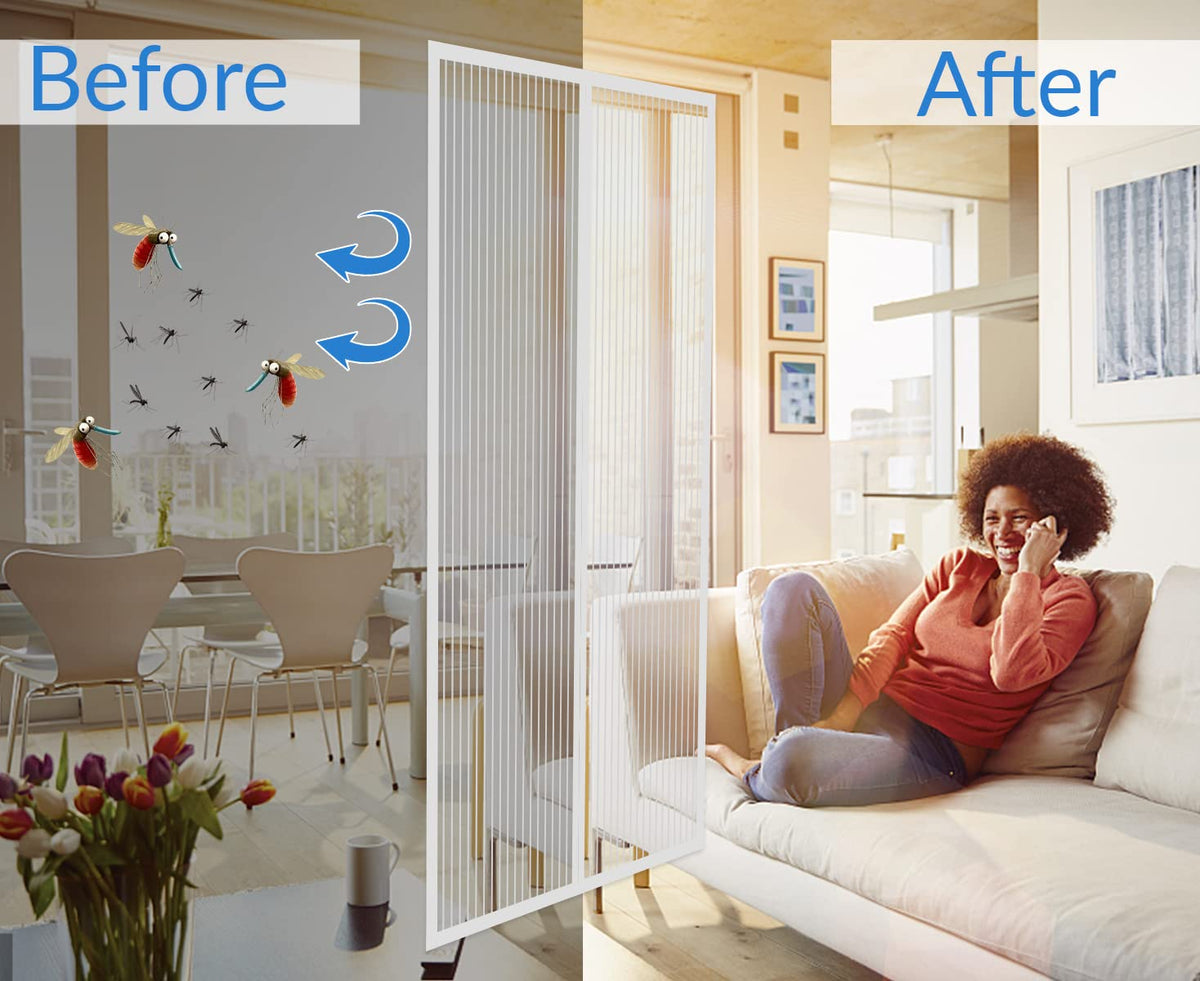 DIKER fly screen magnet door, insect protection magnetic curtain balcony door 90x200cm, fly curtain magnetic door, fly screen doors without drilling, fly protection curtain patio door