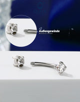 Piercing curbat pentru sprânceană din oțel chirurgical 316L cu zirconiu – Argintiu 16G 6mm
