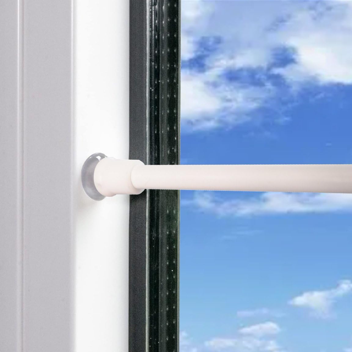 Pack Curtain Rods, Tension Rod Without Drilling, Extendable Telescopic Rod for Clamping, for Curtains, Wardrobes, DIY Shelves - White (55-86CM)