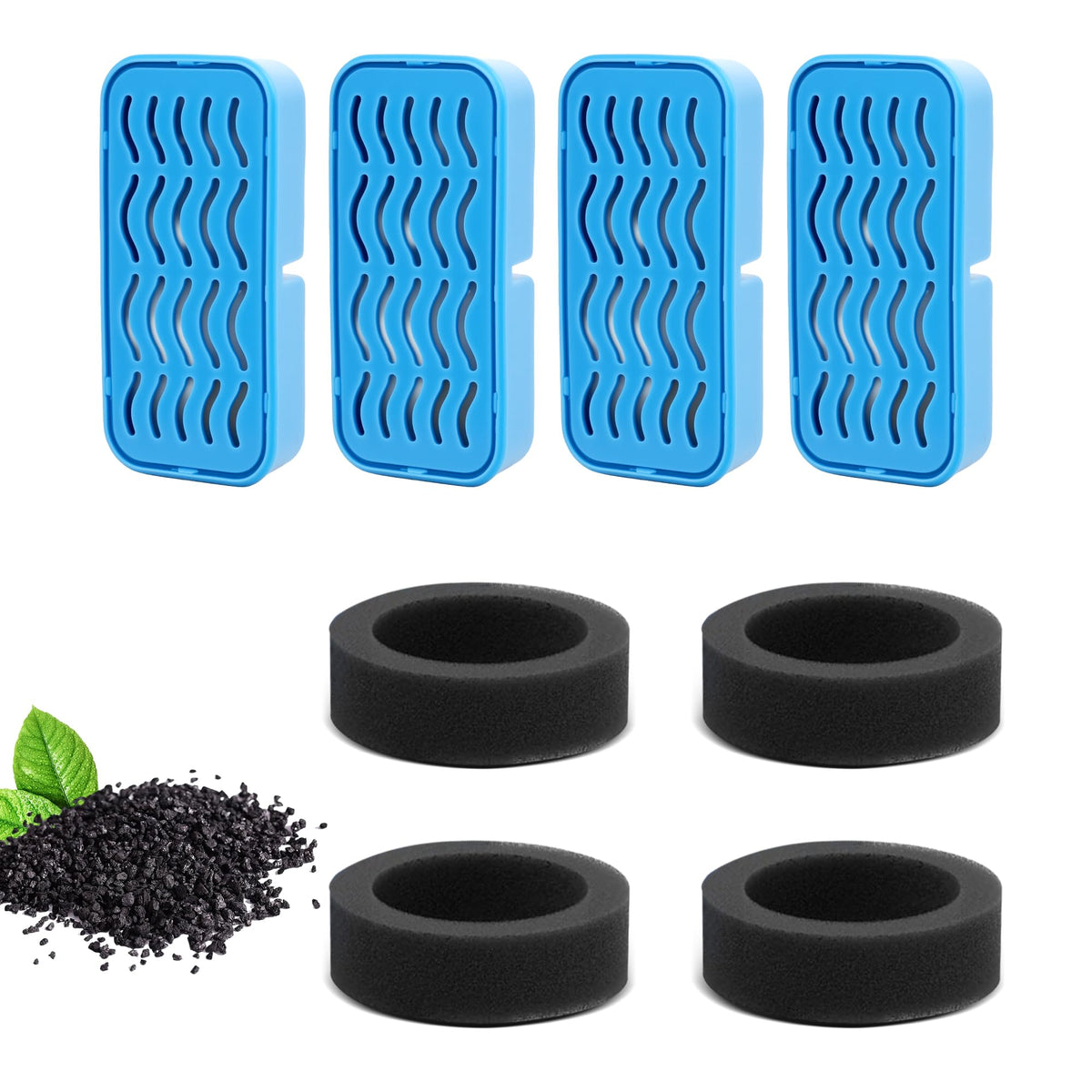 Filtre de schimb cu triplă filtrare pentru fântână de apă pisici, set 8+8 bucăți