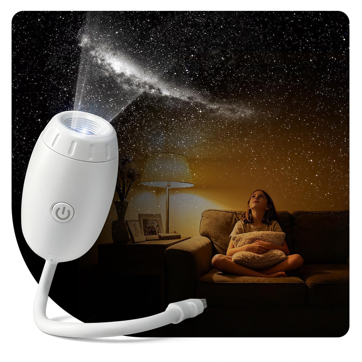 Starry Sky Galaxy Projector Rotating LED Night Light 360° Adjustable – White