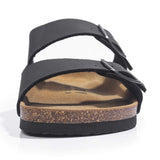 Men's Sandals Slides Arch Support Adjustable Buckle Straps Cork Footbed – Matte Black Size 46