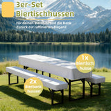 Set 3 huse lavabile din poliester pentru set berărie (masă și 2 bănci) 220x50 cm – Alb