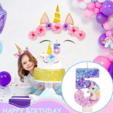 Unicorn Number 5 Birthday Candle Cake Decoration – Purple & Pink
