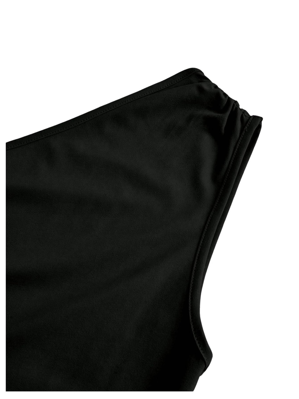 SweatyRocks Women's Maxi Dress Black M Asymmetrical Neckline One Shoulder Bodycon Fishtail Dress with Ruffles Elegant/ Pencil/ Figure-hugging Dress for Casual Occasions