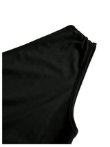 SweatyRocks Women's Maxi Dress Black M Asymmetrical Neckline One Shoulder Bodycon Fishtail Dress with Ruffles Elegant/ Pencil/ Figure-hugging Dress for Casual Occasions