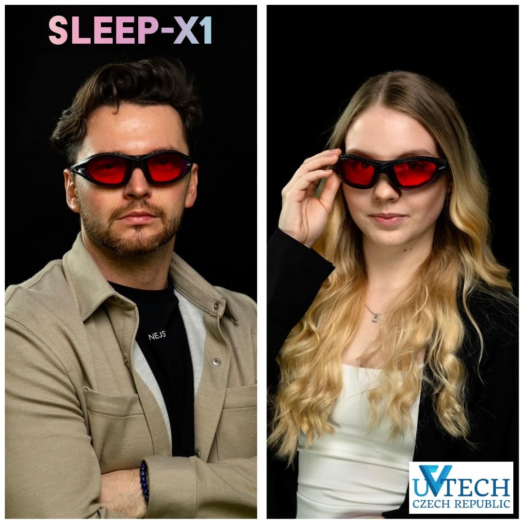 SLEEP-X1 100% Red Blue Light Filter and Green Light Filter Glasses Computer Glasses PC Gaming Bluelight Filter UV Blue Light Blocking Glasses Anti Women Men (Red)