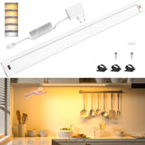 WOBANE under cabinet light kitchen LED dimmable, 5 light colors, 60cm LED light strip with contactless sensor, bright LED kitchen lighting, under cabinet lighting for cupboard, workbench, shelves, 1400 lumens