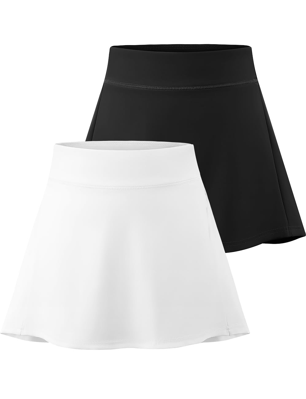 Women's 2-Piece Tennis Skirt Set Short Skirt with Built-in Shorts – Black/Red M