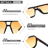 COASION Retro Sunglasses for Women Men - XL Oversized 70s Sunglasses UV400 Protection Trendy Double Bridge Frame Glasses