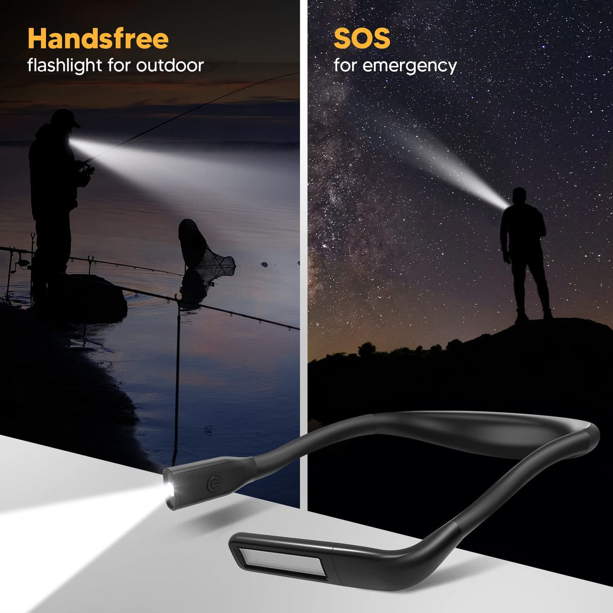 LED Neck Reading Lamp 3-Colour Adjustable Clip-On Book Light – Black