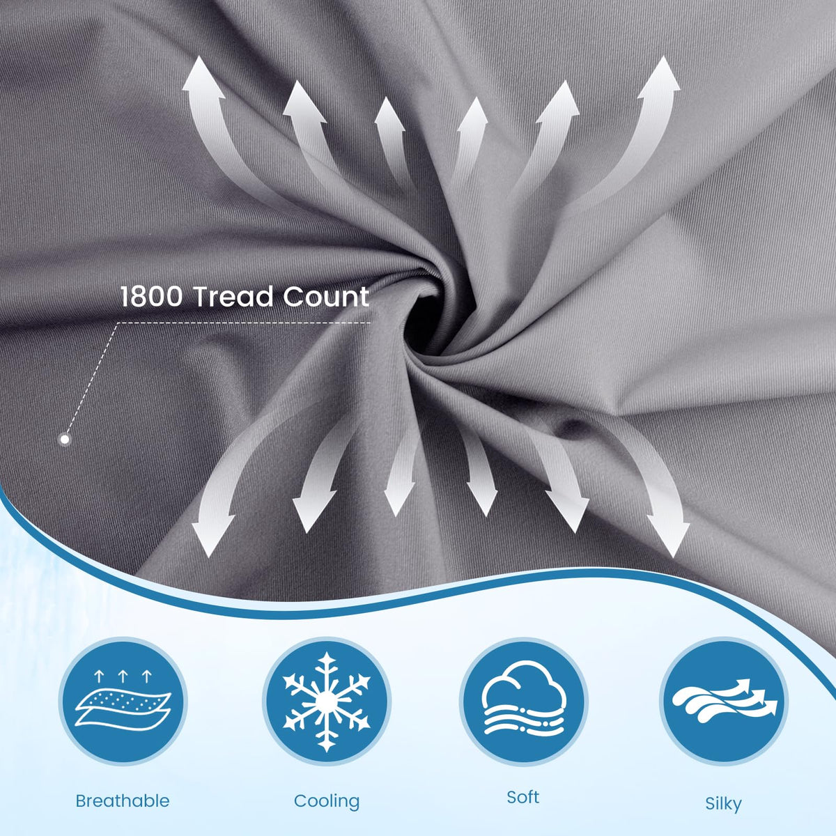 Cooling Pillowcase Pair 40 x 80 cm Arc-Chill Cooling Fibre Q-Max>0.5 100% Cotton – Blue