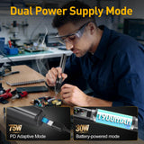 Cordless Soldering Iron 75W USB-C Rechargeable 150–480°C LED Display Auto Sleep – With Dock