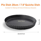 Quiche Pan 20cm Removable Base Non-stick Tart Baking Pan – Black