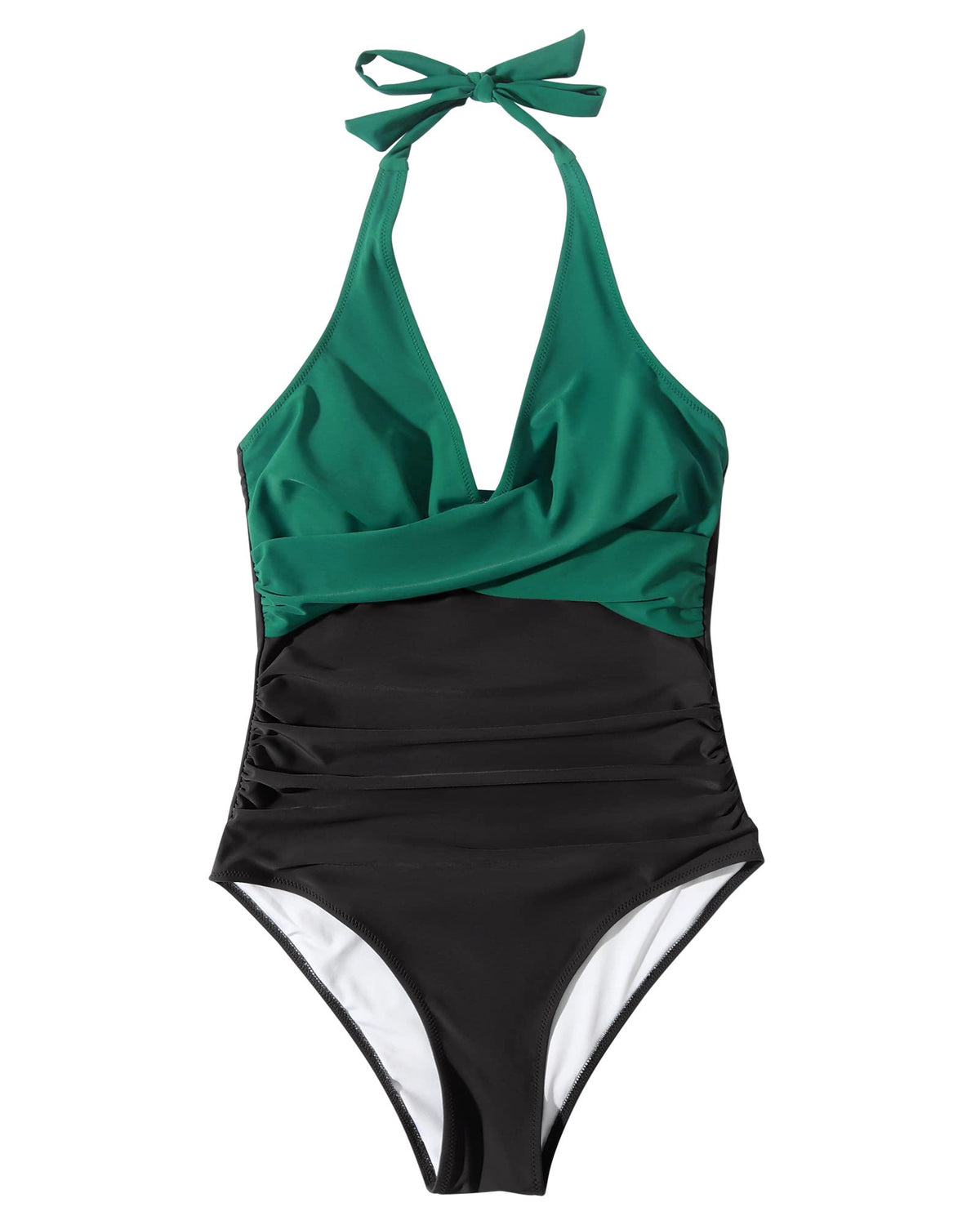 Costum de baie întreg modelator RXRXCOCO halter push-up cu spate gol – Floral Albastru Mărimea L