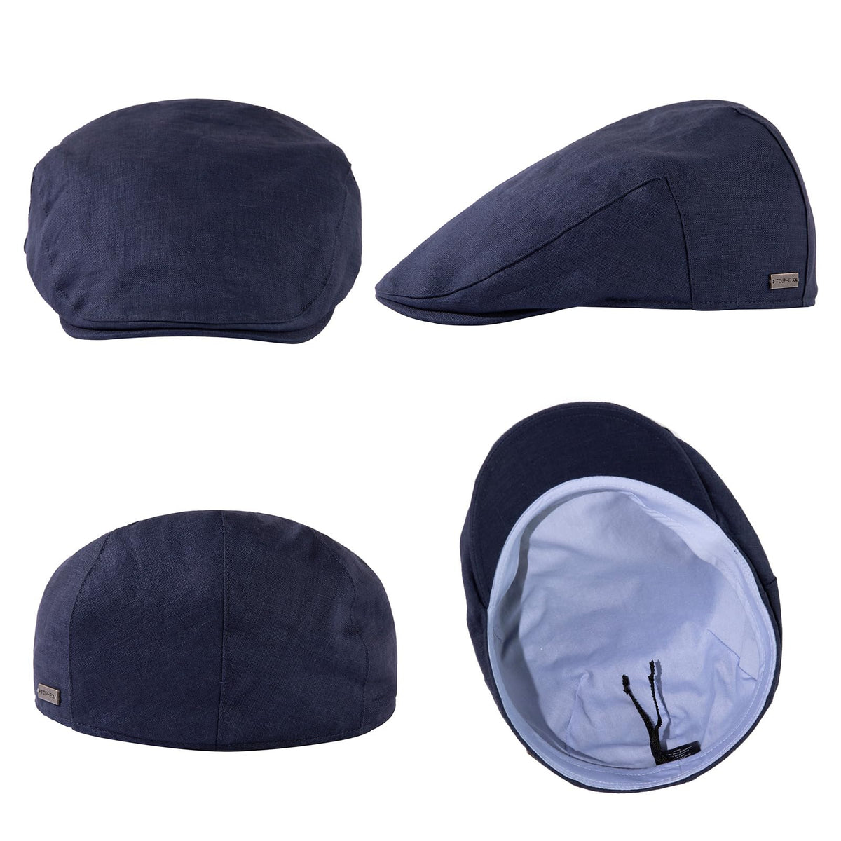 Șapcă bărbătească plată de vară din in 100% protecție UPF50+ – Bleumarin XXL