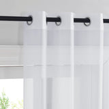 Perdele transparente albe cu inele PONY DANCE pentru living și dormitor 200x140 cm, set 2 buc