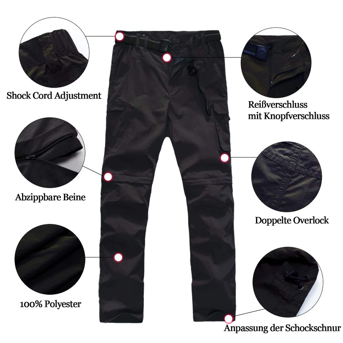 Children's Convertible Hiking Trousers Lightweight Quick-dry Cargo – Kids