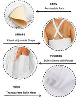 Women's Tennis Dress Built-in Bra & Shorts with Pockets
